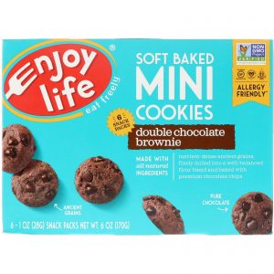 Enjoy Life Foods, Mini Cookies Macias Assadas, Brownie de Chocolate Duplo, 6 Pacotinhos Individuais, 1 oz (28 g) Cada
