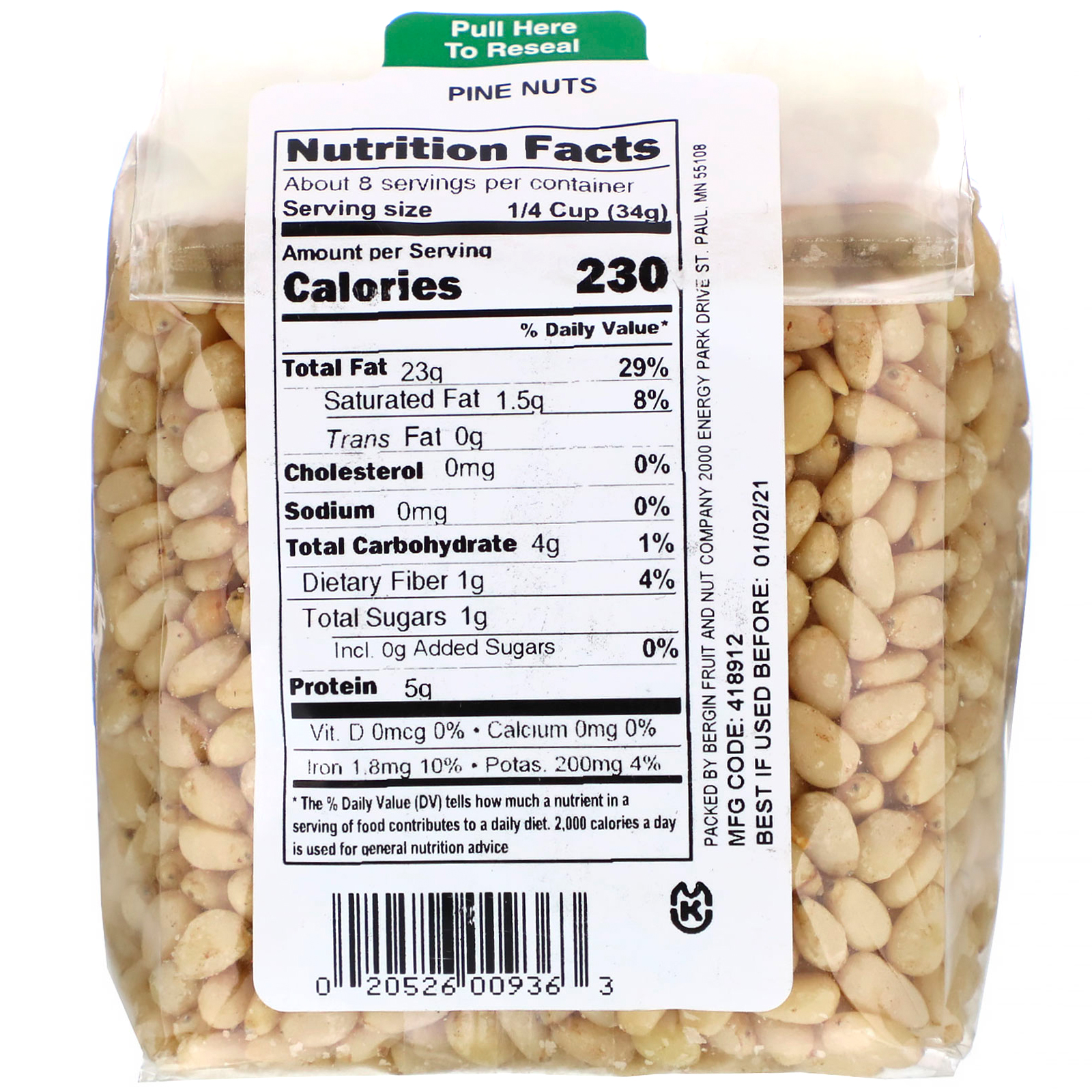 Bergin Fruit and Nut Company, Nozes de pinho, 9 oz (255 g) - Imagem 2