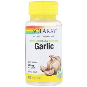 Solaray, Alho Cultivado Organicamente, 600 mg, 100 Cápsulas Vegetais