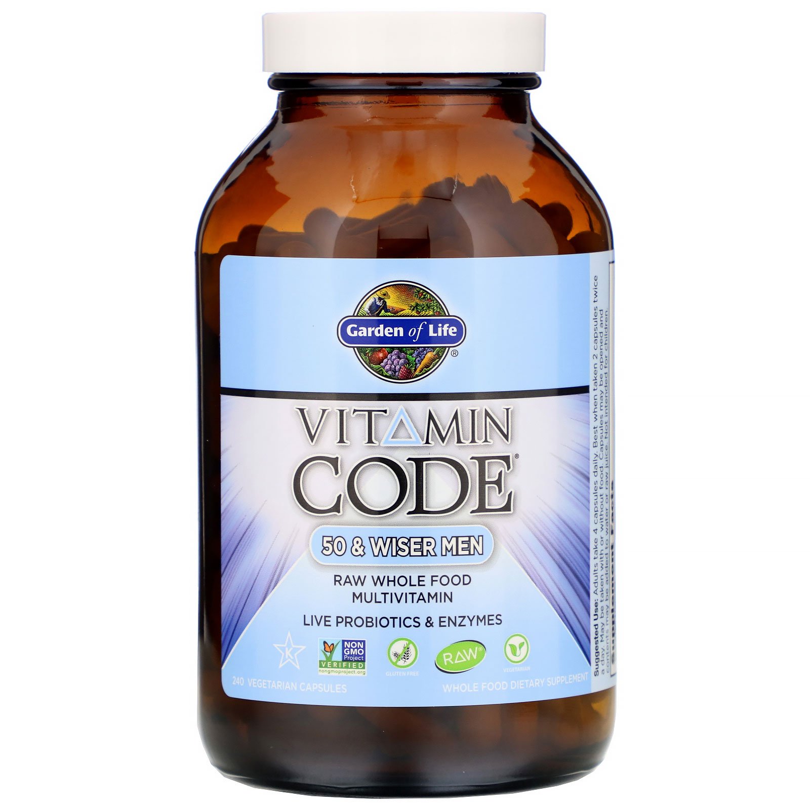 Garden of Life, Vitamin Code, 50 & Wiser Men, 240 Vegetarian Capsules - Imagem 3