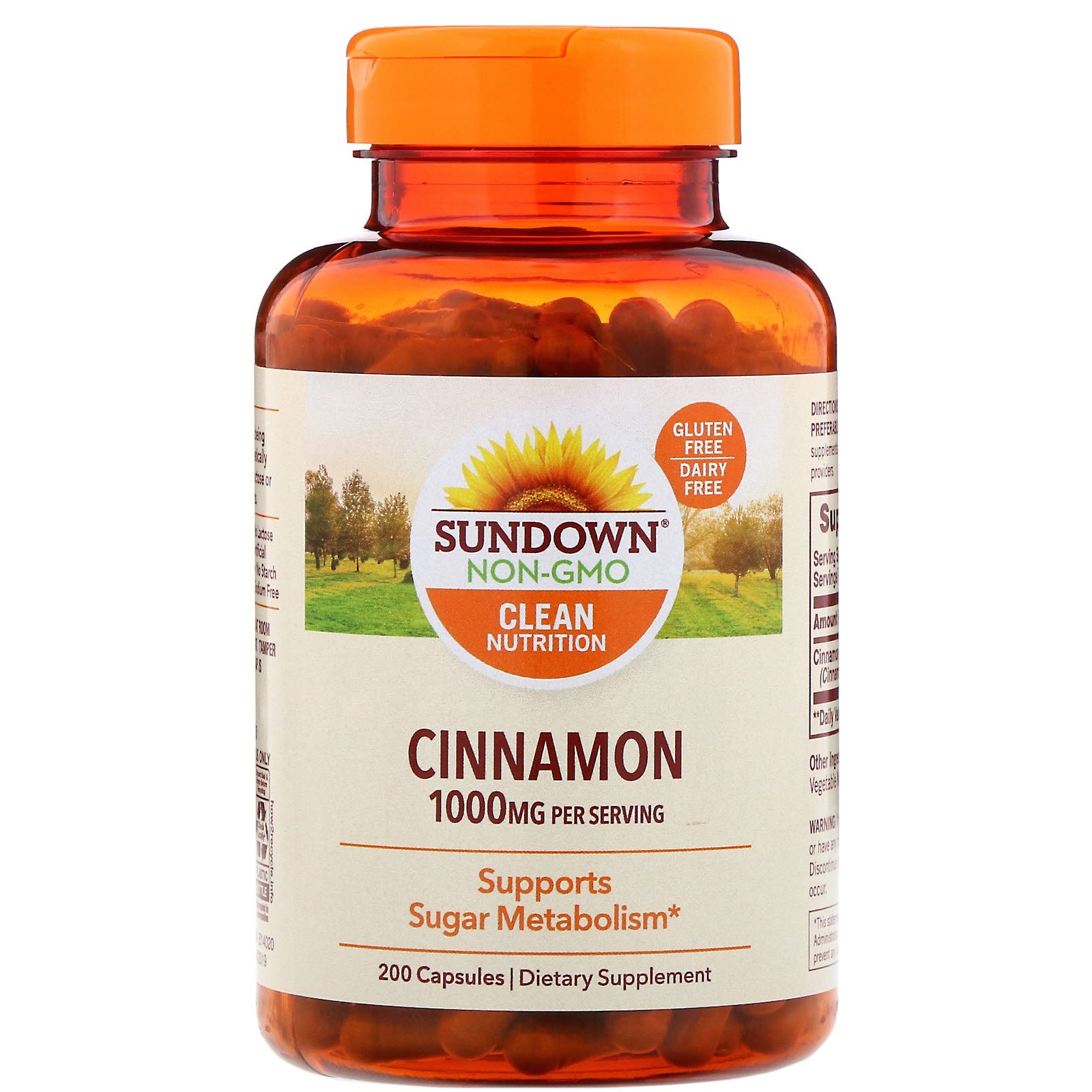 Sundown Naturals, Canela, 1000 mg, 200 Cápsulas
