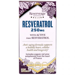 ReserveAge Nutrition, Resveratrol com Trans-Resveratrol Ativo, 250 mg, 120 Cápsulas Vegetais