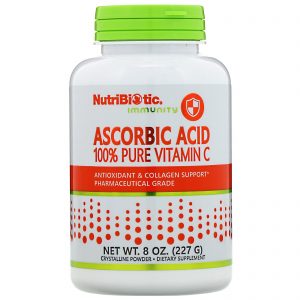 NutriBiotic, Imunidade, Ácido Ascórbico, Vitamina C 100% Pura, Pó Cristalino, 227 g (8 oz)