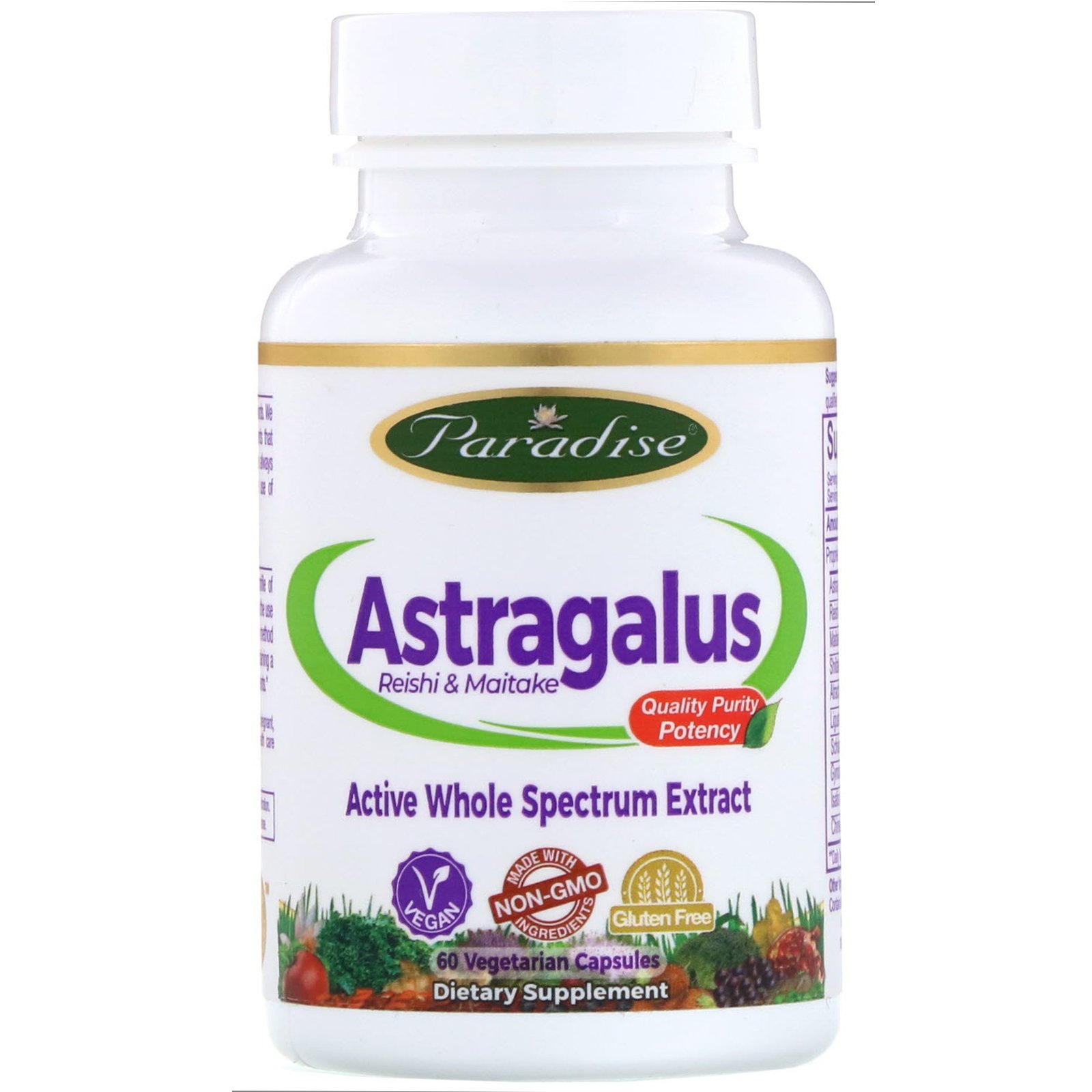 Paradise Herbs, Astragalus, Reishi Maitake Plus, 60 Vegetarian Capsules