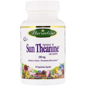 Paradise Herbs, Teanina Otimizada ao Sol, 100 mg, 30 Comprimidos Vegetarianos