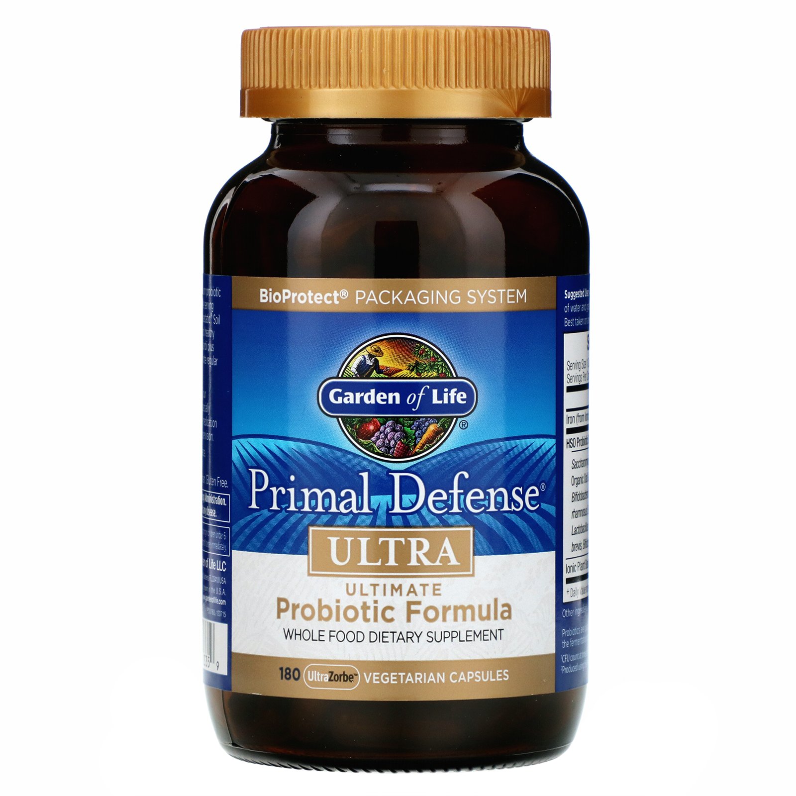 Garden of Life, Primal Defense, Ultra, Ultimate Probiotic Formula, 180 UltraZorbe Vegetarian Capsules - Imagem 3
