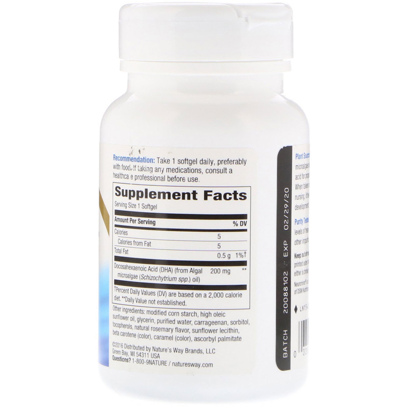 Nature's Way, EfaGold, Neuromins, 200 mg, 60 Vegetarian Softgels - Imagem 2