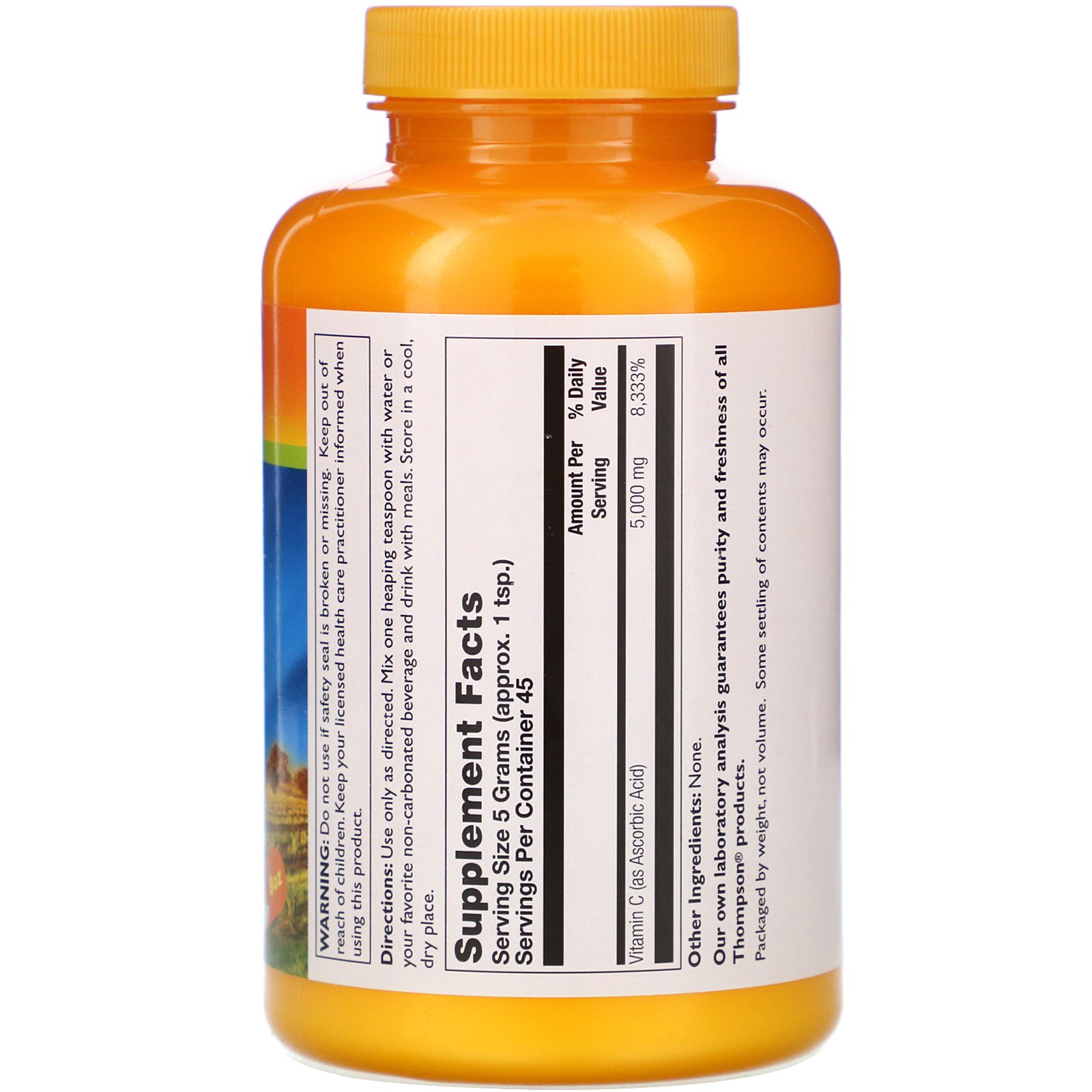Thompson, Vitamin C Powder, 5,000 mg , 8 oz. - Imagem 2