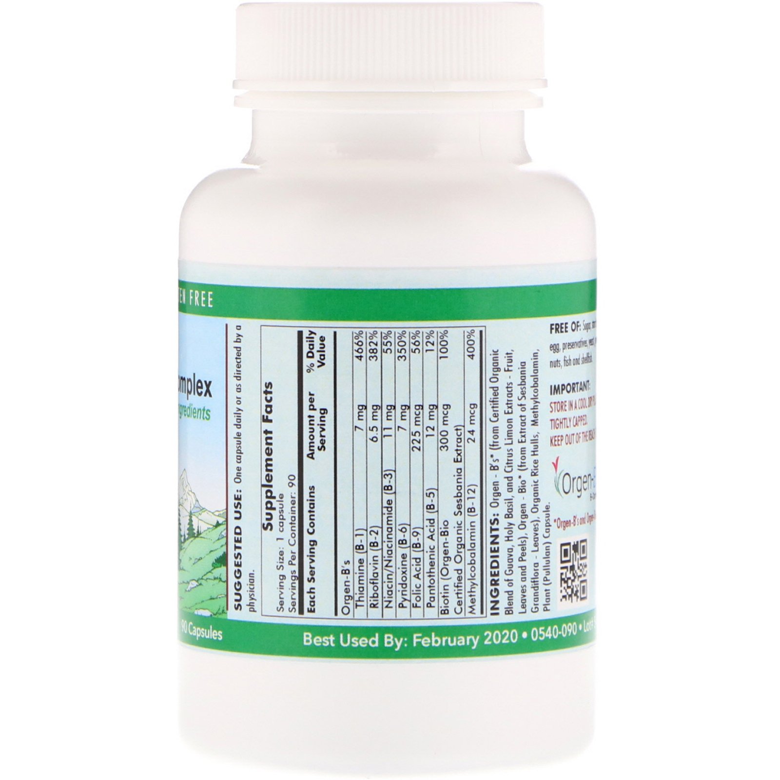 Kirkman Labs, Vitamina Orgânica de Complexo B, 90 Cápsulas - Imagem 2