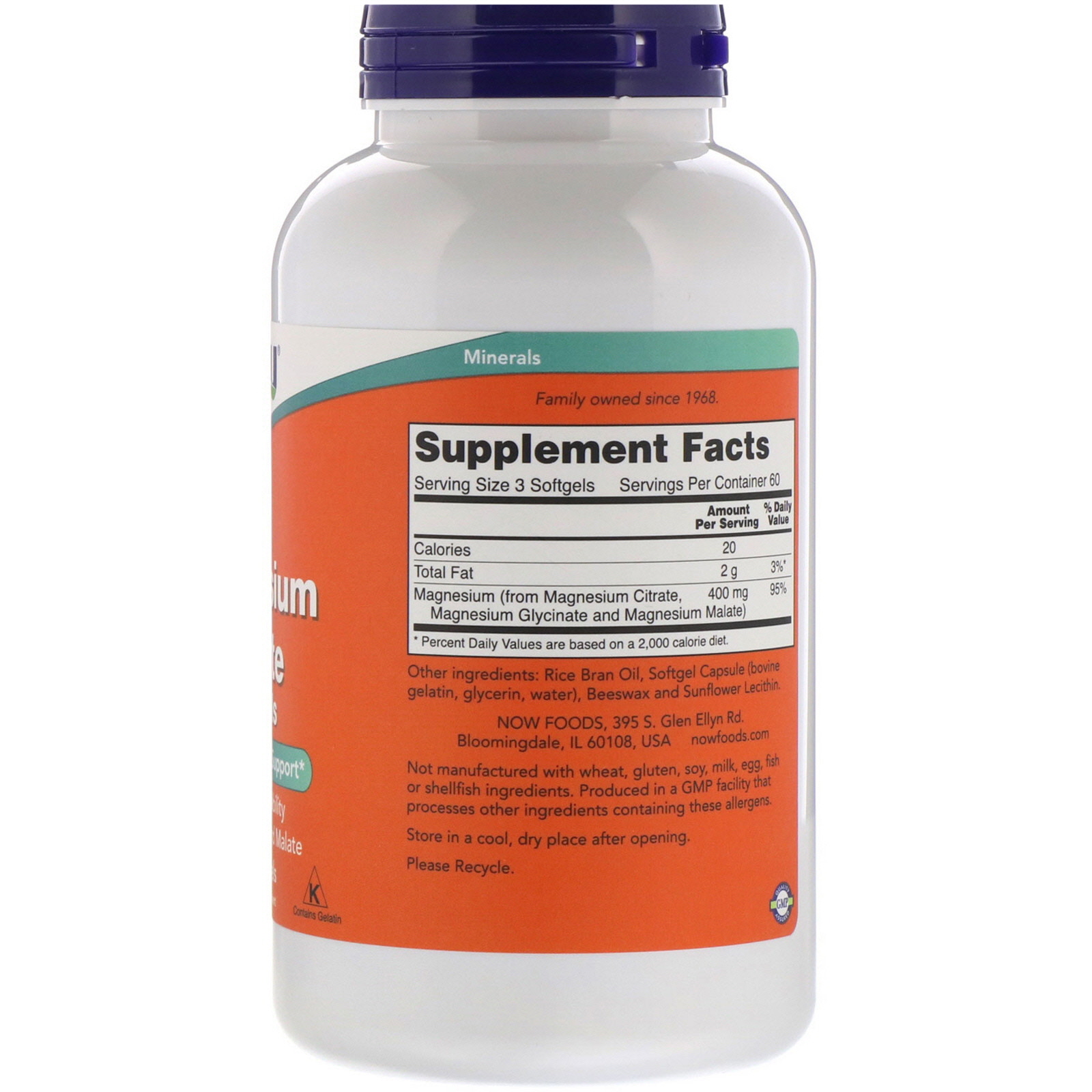 Now Foods, Citrato de Magnésio, 180 Softgels - Imagem 2