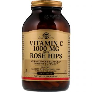Solgar, Vitamina C com Frutos de Roseira, 1.000 mg, 250 Comprimidos