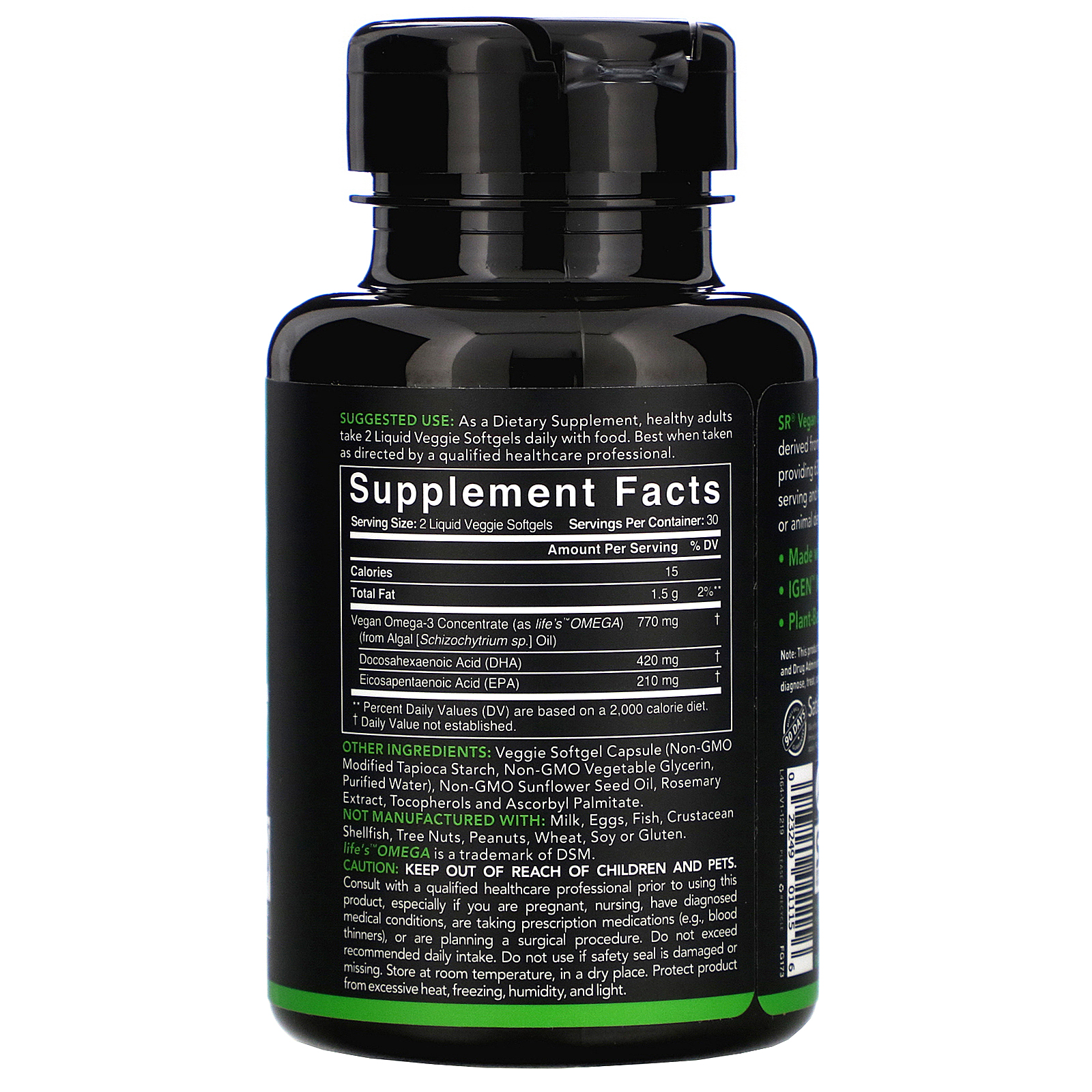 Sports Research, Vegan Omega-3, 60 Veggie Softgels - Imagem 2