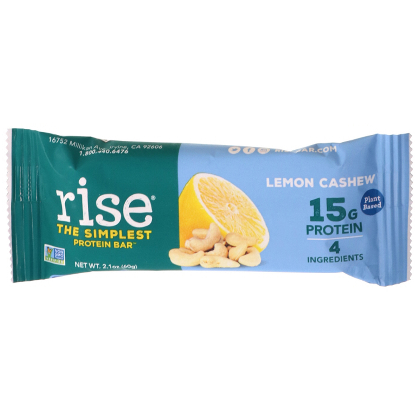 Rise Bar, THE SIMPLEST PROTEIN BAR, Lemon Cashew, 12 Bars, 2.1 oz (60 g) Each - Imagem 4