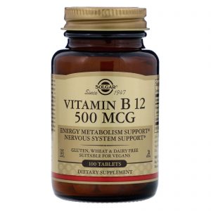 Solgar, Vitamina B12, 500 mcg, 100 Comprimidos