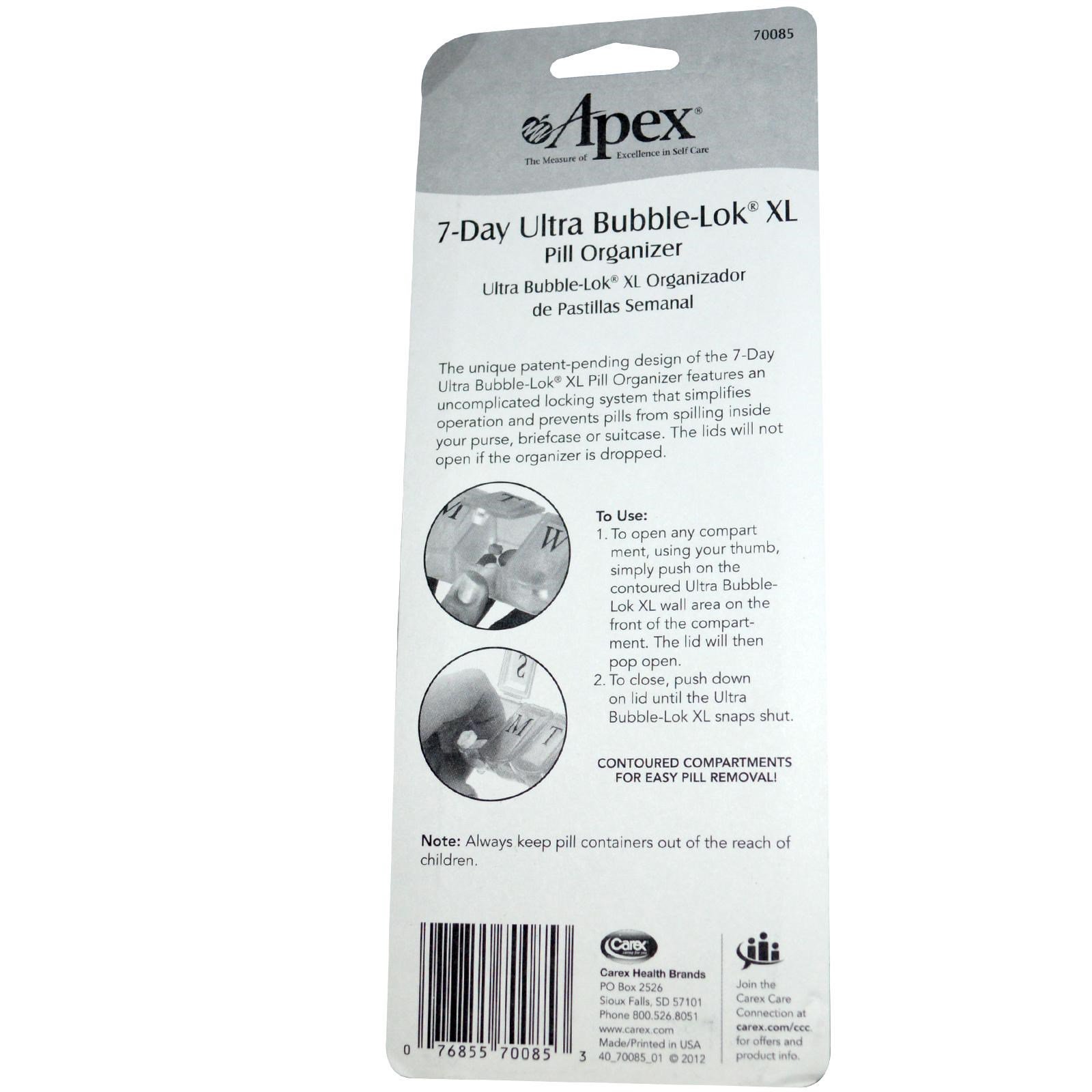 Apex, 7-Day Ultra Bubble-Lok Pill Organizer, XL, 1 estojo - Imagem 2