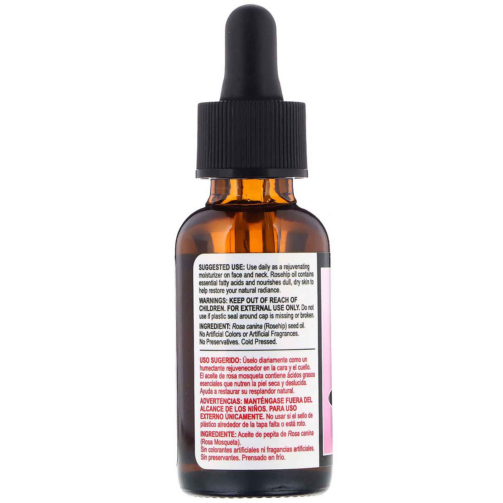 De La Cruz, Rosehip Oil, 100% Pure, Rejuvenating Facial Moisturizer, 1 fl oz (30 ml) - Imagem 2