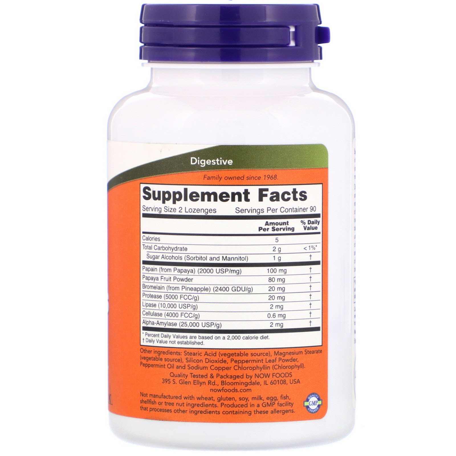 Now Foods, Enzimas de Papaia Mastigável, 180 Pastilhas - Imagem 2