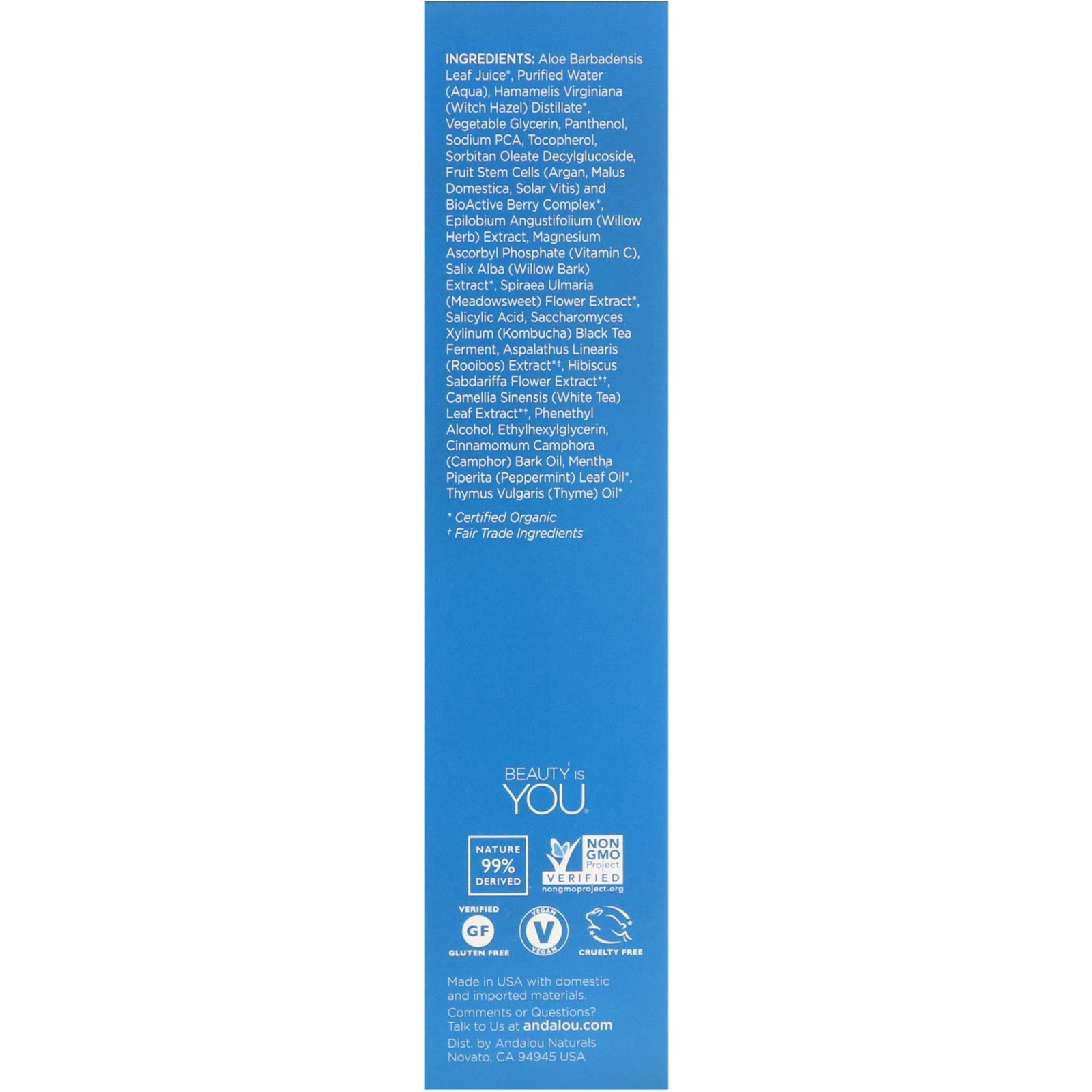 Andalou Naturals, Tônico Purificador de Poros, Casca de Salgueiro, Pele Clara, 178 ml (6 fl oz) - Imagem 2