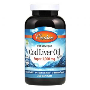 Óleo de Fígado de Bacalhau 1000 mg Carlson Labs 250 Cápsulas de Gel