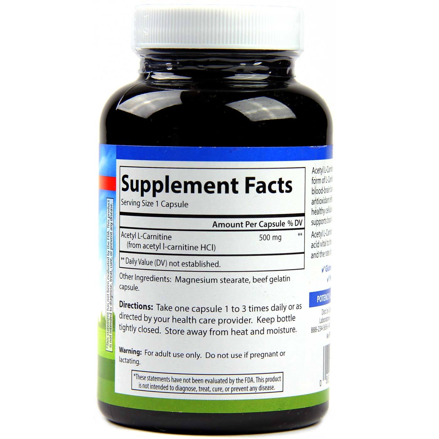 Carlson Labs, Acetil L-Carnitina - 120 Cápsulas - Imagem 2