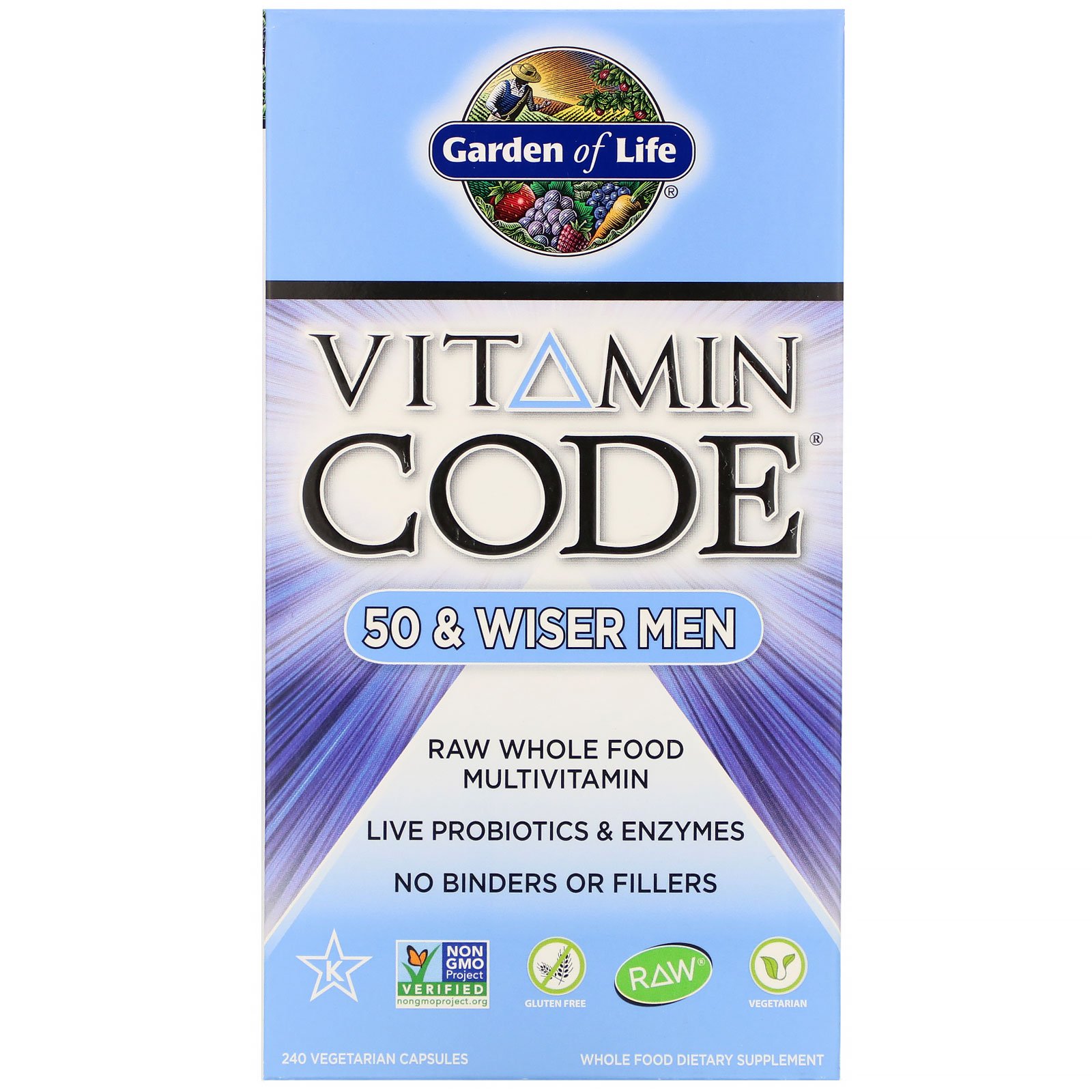 Garden of Life, Vitamin Code, 50 & Wiser Men, 240 Vegetarian Capsules
