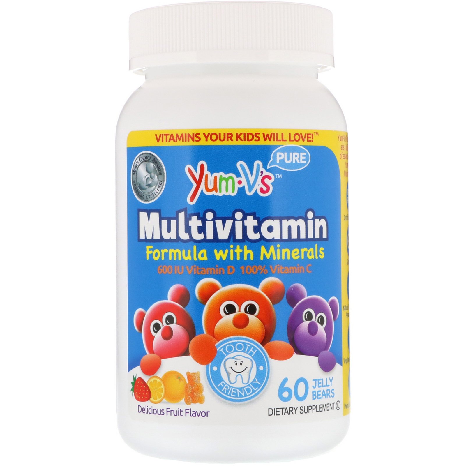 YumV's, Fórmula Multivitamínica com Minerais, Delicioso Sabor de Frutas, 60 Gominhas