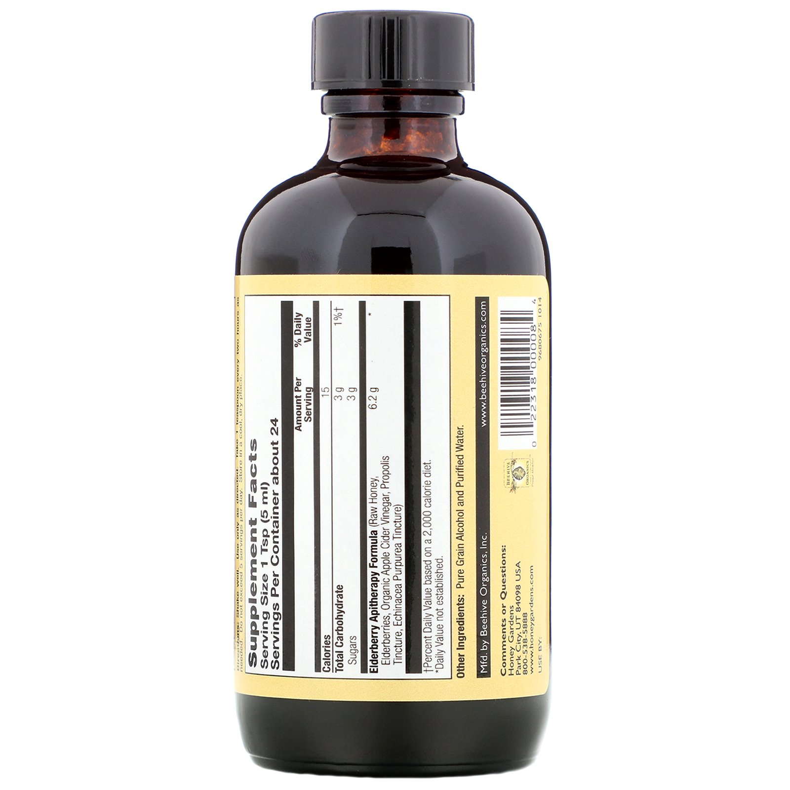 Honey Gardens, Xarope de Sabugueiro com Mel Puro Apiterapêutico, Própolis e Sabugo, 120 ml (4 fl oz) - Imagem 2