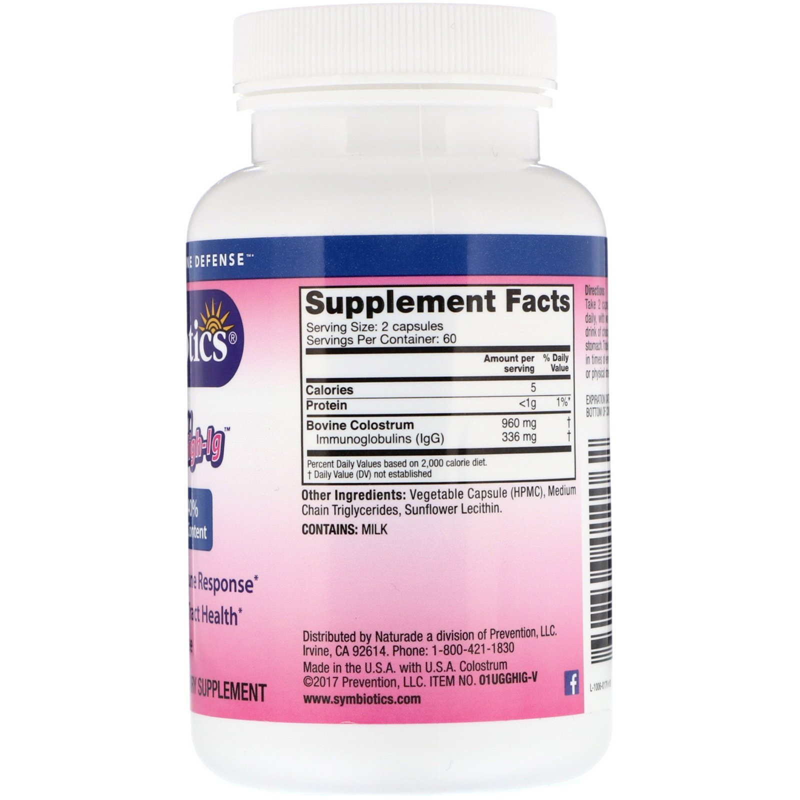 Symbiotics, Colostrum High-IG, 120 Cápsulas Vegetais - Imagem 2