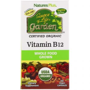 Nature's Plus, Source of Life Garden, Certified Organic Vitamin B12, 60 Vegan Capsules