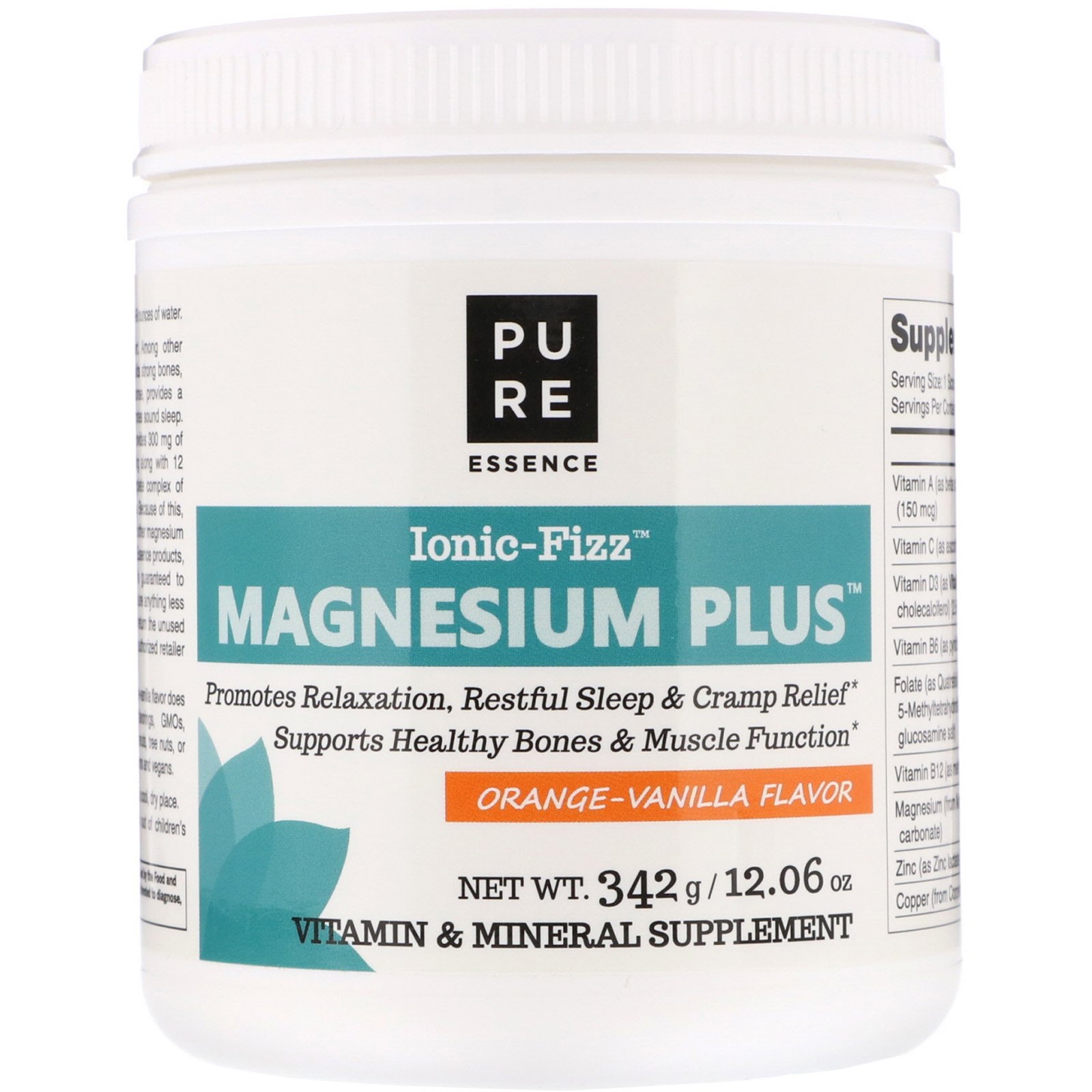 Pure Essence, Ionic-Fizz, Magnesium Plus, Laranja e Baunilha, 12,06 oz (342 g)