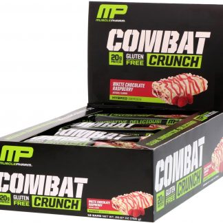 MusclePharm, Combat Crunch, Framboesa de Chocolate Branco, 12 Barras, 63 g (2,22 oz) Cada