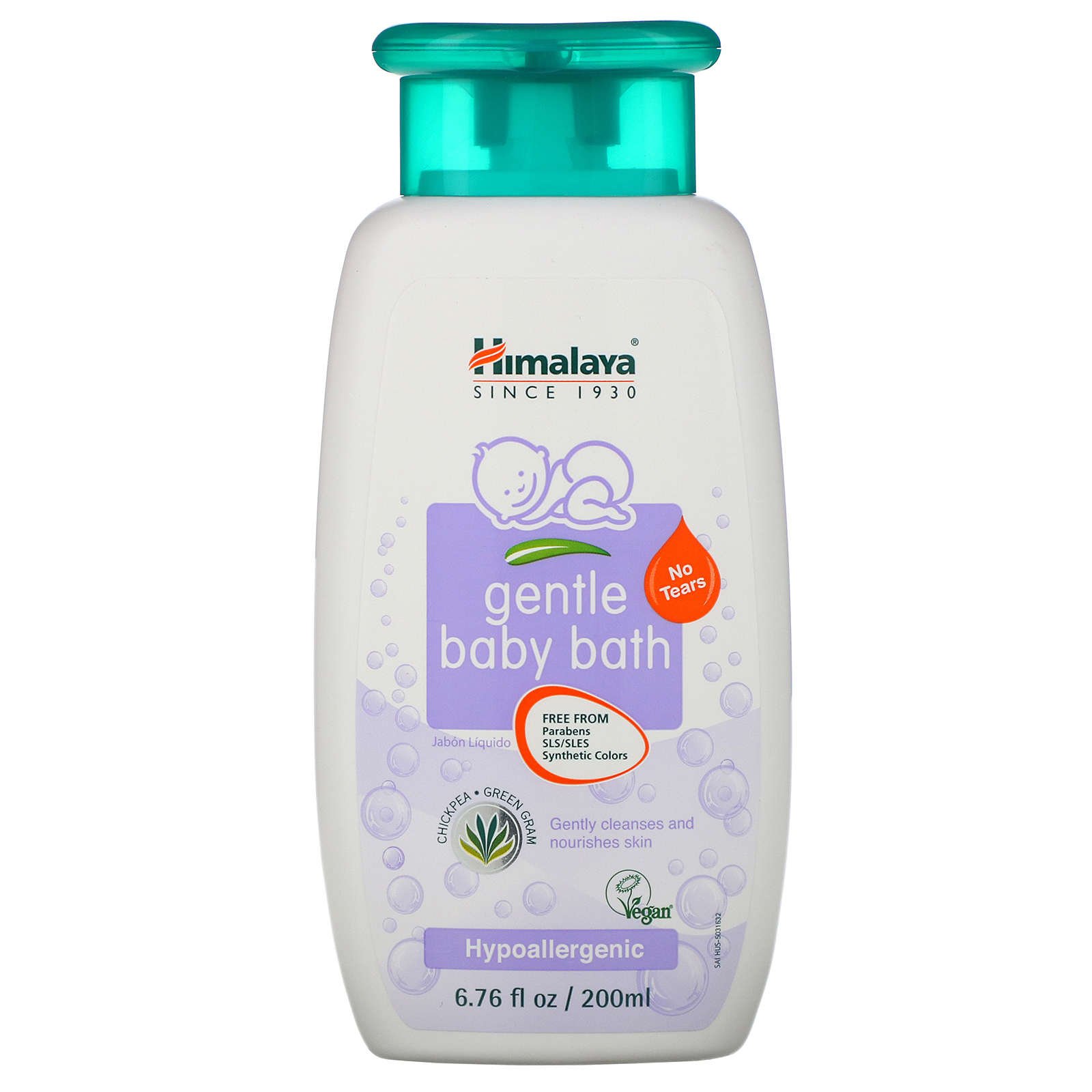 Himalaya, Banho Suave de Bebês, Grão de Bico e Feijão-mungo, 200 ml
