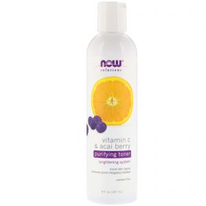 Now Foods, Solutions, Purifying Toner, Vitamin C & Acai Berry, 237 ml (8 fl oz)