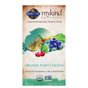 Garden of Life, MyKind Organics, Cálcio Orgânico Vegetal, 180 Comprimidos Vegetais