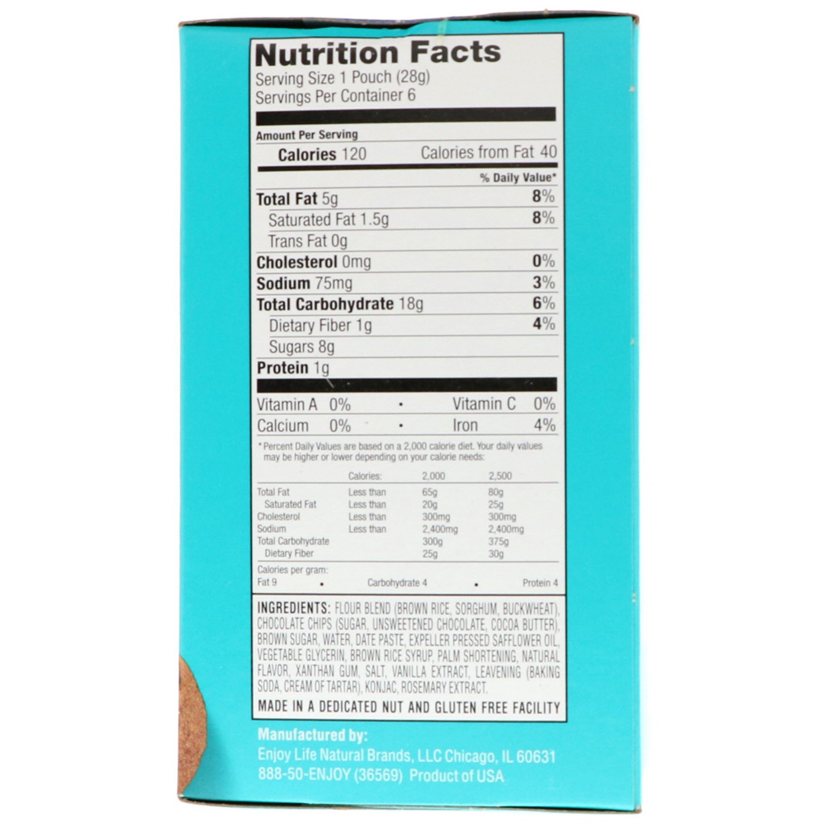 Enjoy Life Foods, Soft Baked Minis, Sabor Gotas de Chocolate, Pacotes com 6 Unidades, 1 oz (28 g) Cada - Imagem 2