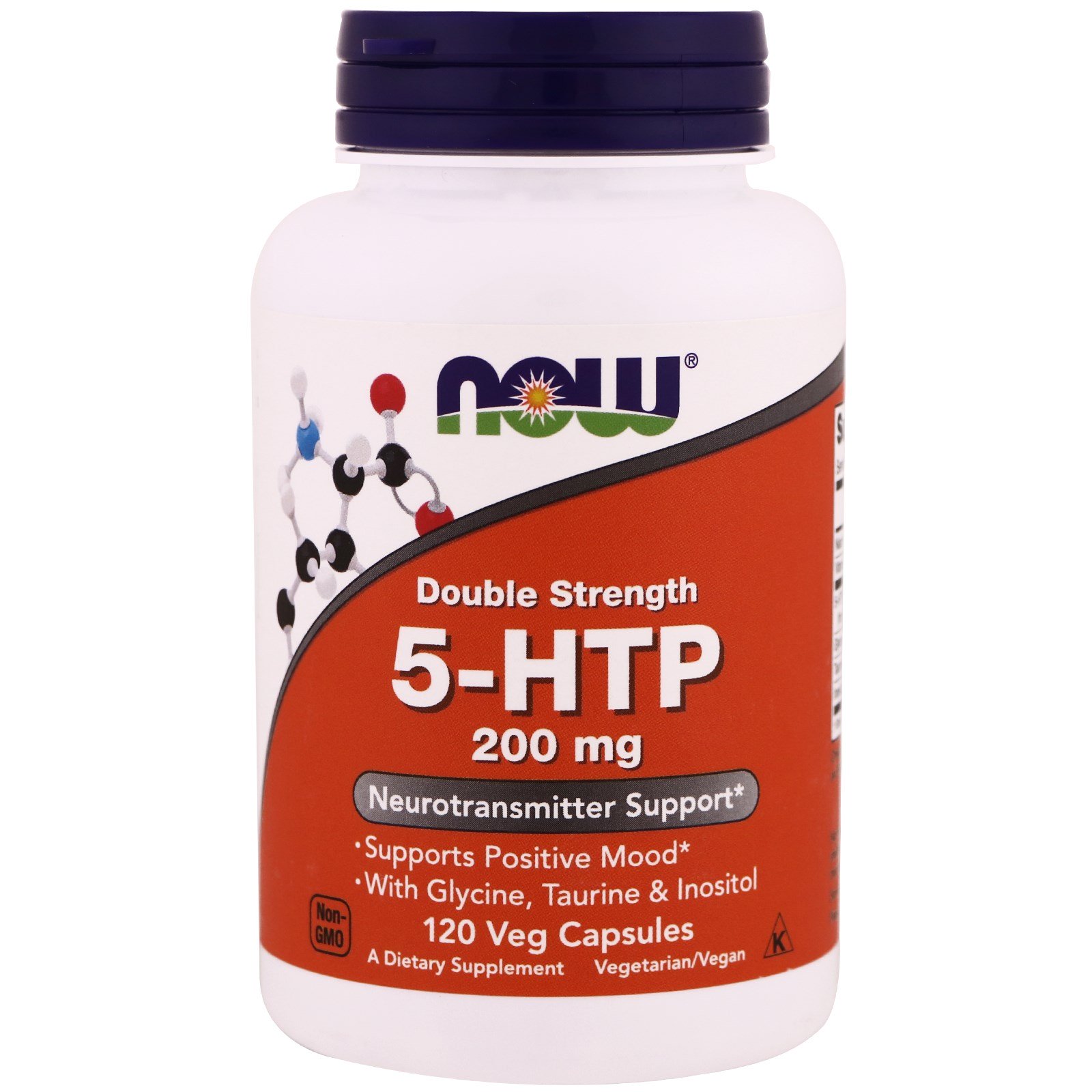 Now Foods, 5-HTP, Potência Dupla, 200 mg, 120 Cápsulas Vegetais