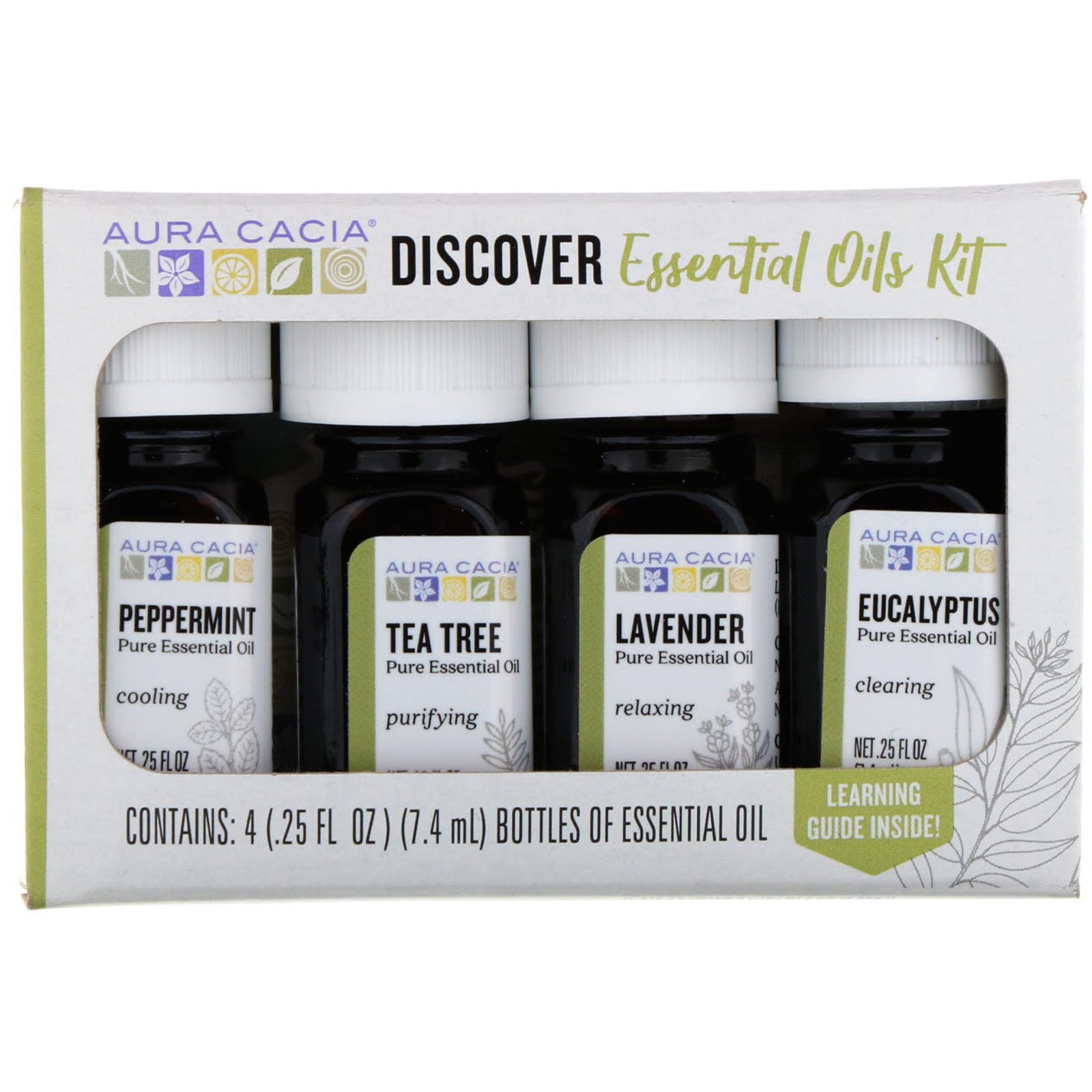 Aura Cacia, Kit de Óleos Essenciais Discover, 4 Frascos, 7,4 ml Cada - Imagem 2