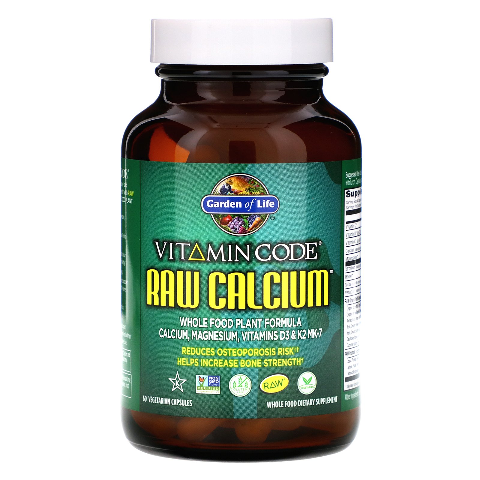 Garden of Life, Vitamin Code, RAW Calcium, 60 Vegetarian Capsules - Imagem 3