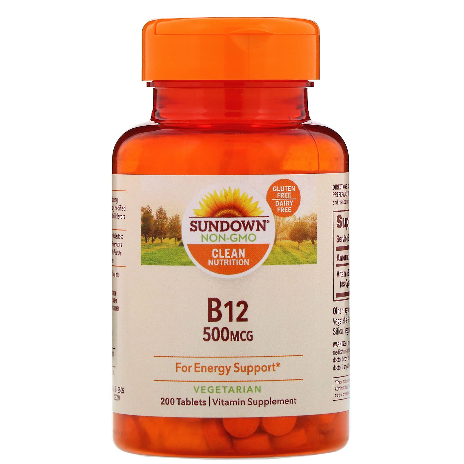 Sundown Naturals, B-12, 500 mcg, 200 Comprimidos