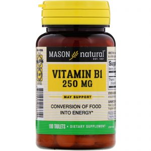 Mason Natural, Vitamina B-1, 250 mg, 100 comprimidos