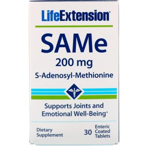 Life Extension, SAMe, S-Adenosil-Metionina, 200 mg, 30 Comprimidos Revestidos Entericamente