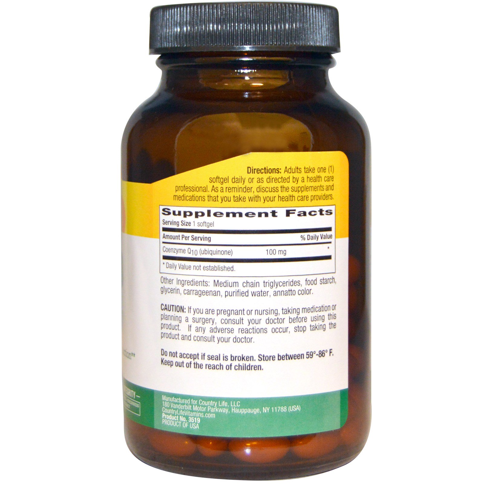 Country Life, CoQ10, 100 mg, 120 Cápsulas Gelatinosas Veganas - Imagem 2