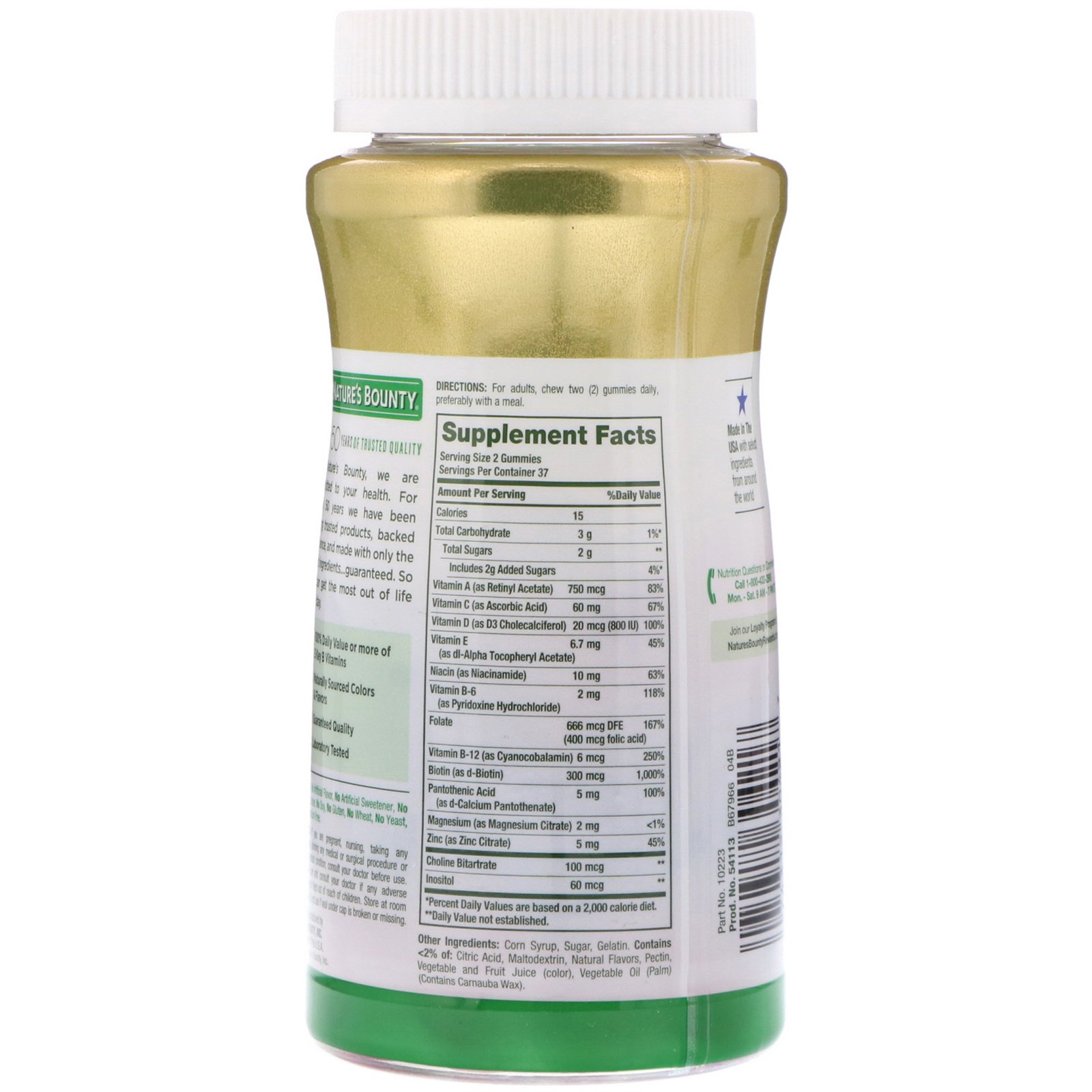 Nature's Bounty, Jujubas Multivitamínicas para Adultos, Sabores Laranja, Cereja e Uva, 75 Jujubas - Imagem 2