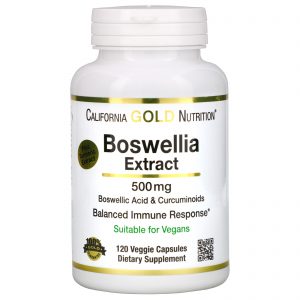 California Gold Nutrition, Extrato de Boswellia, Plus Extrato de Açafrão, 500 mg, 120 Cápsulas Vegetais