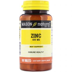 Mason Natural, Zinco, 100 mg, 100 Comprimidos