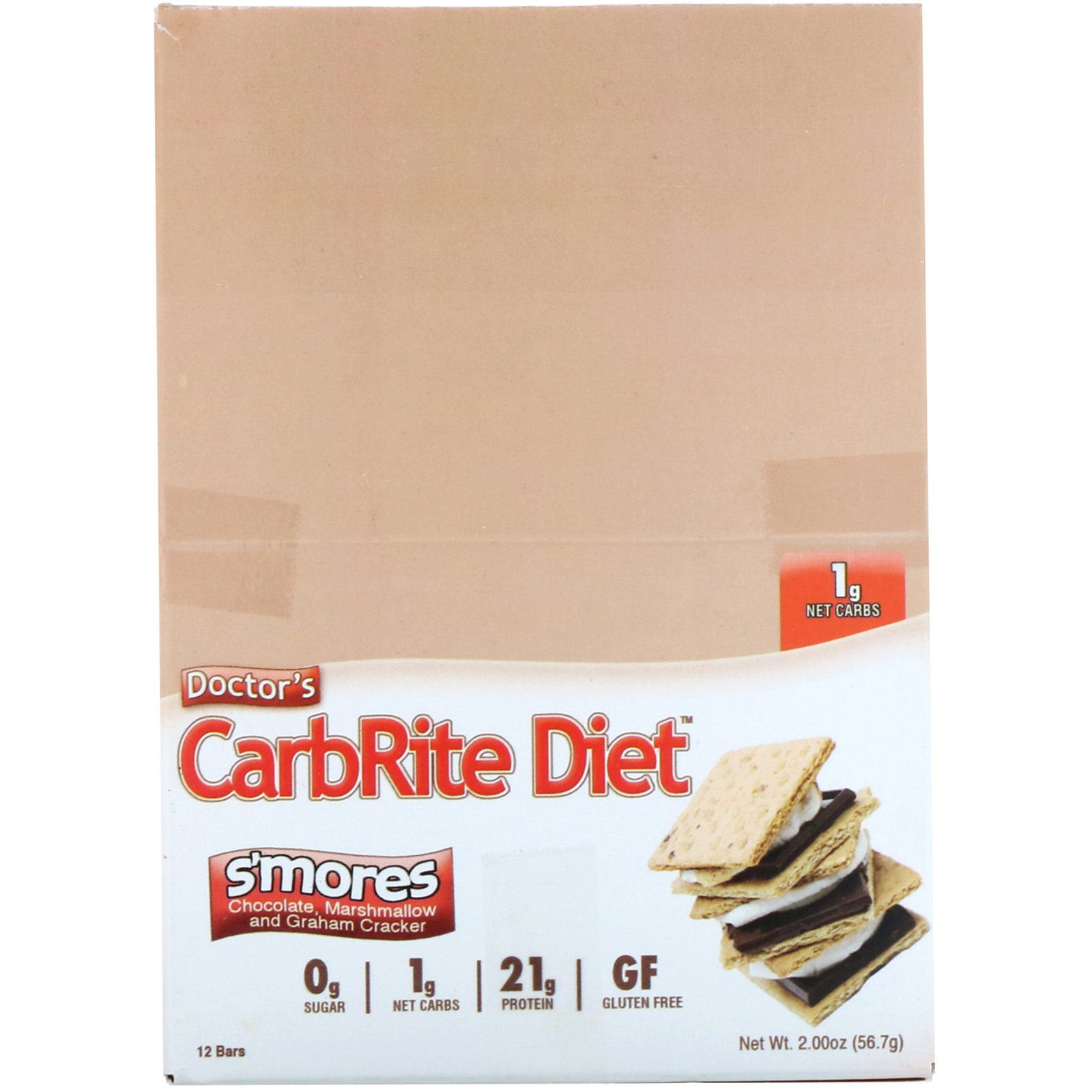 Universal Nutrition, Doctor's CarbRite Diet Bars, Smores, 12 Bars, 2.00 oz (56.7 g) Each - Imagem 2