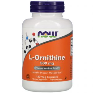 Now Foods, L-Ornitina, 500 mg, 120 Cápsulas Vegetais