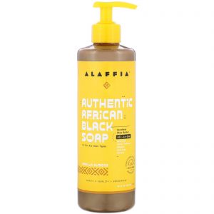Alaffia, Sabonete Preto Africano Autêntico, Amêndoa e Baunilha, 16 fl oz (476 ml)