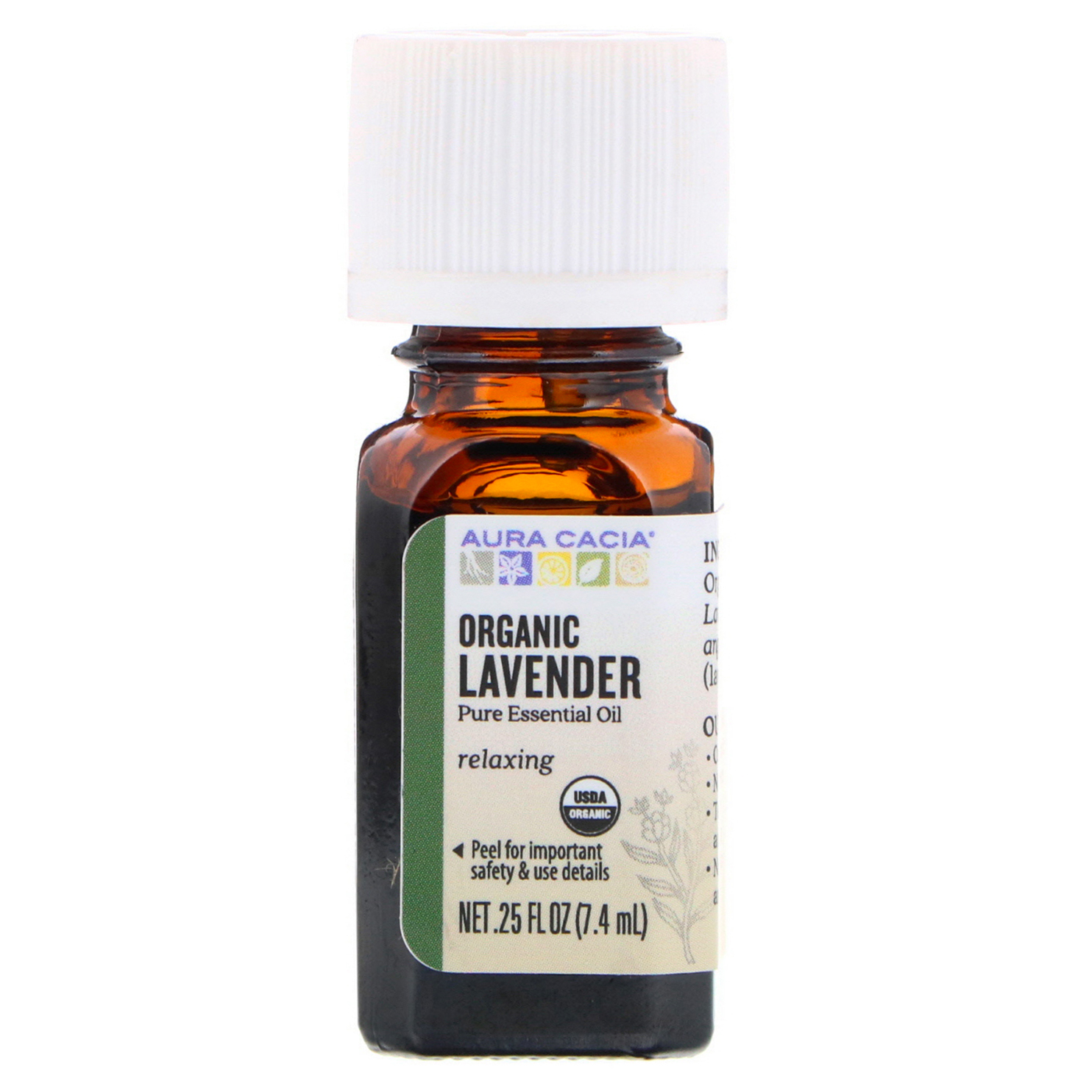 Aura Cacia, Pure Essential Oil, Organic Lavender, .25 fl oz (7.4 ml) - Imagem 2