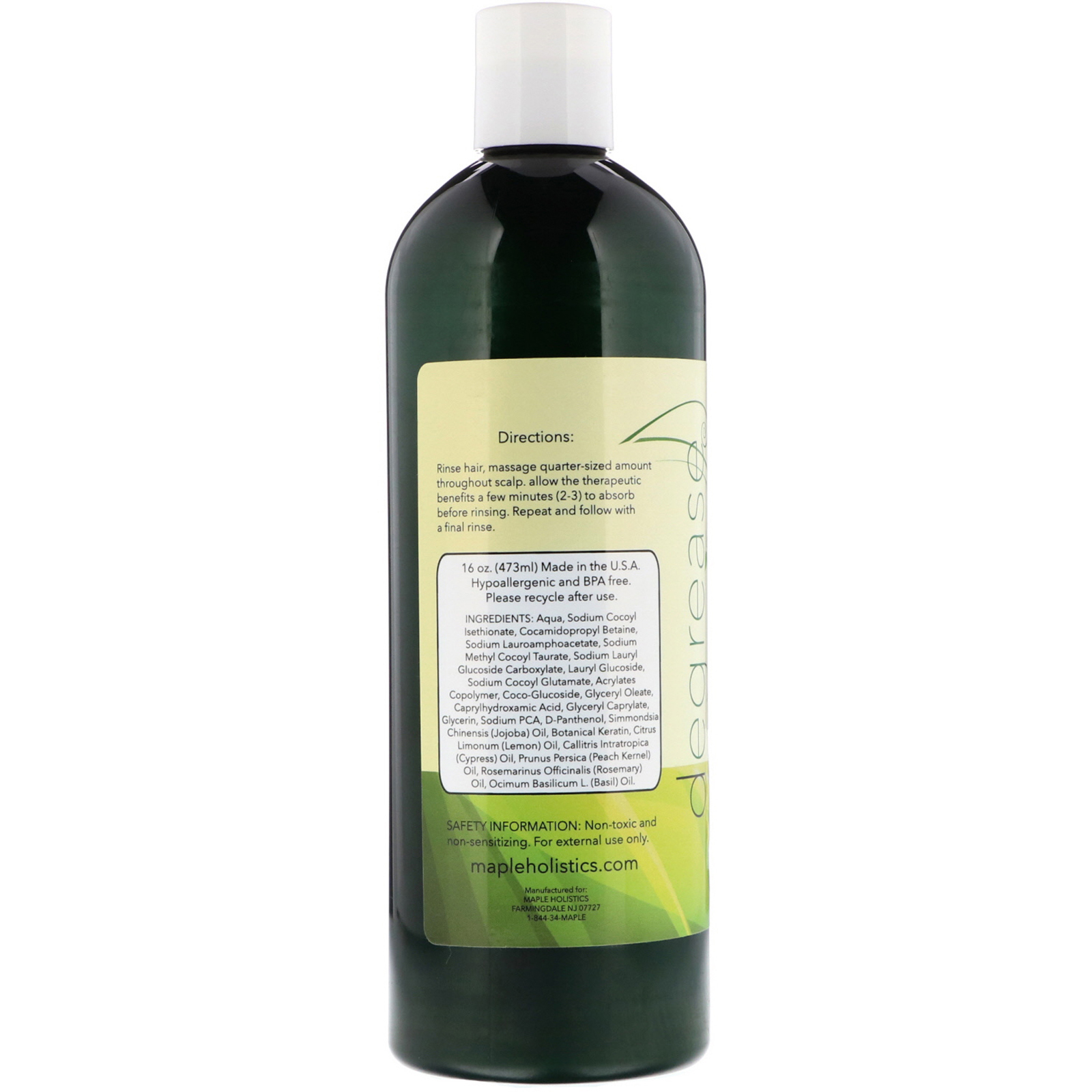 Maple Holistics, Degrease, Moisture Control Shampoo, 16 oz (473 ml) - Imagem 2